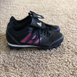 Adidas black/pink baseball/softball shoes size 5